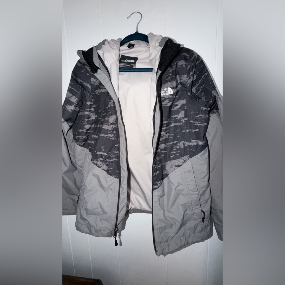 The North Face Women’s Hooded Rain Jacket Gray Black Size Medium